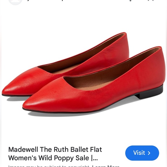 Madewell The Ruth Ballet Flat Women's Size 6.5 Wild Poppy Red NEW - Picture 4 of 10